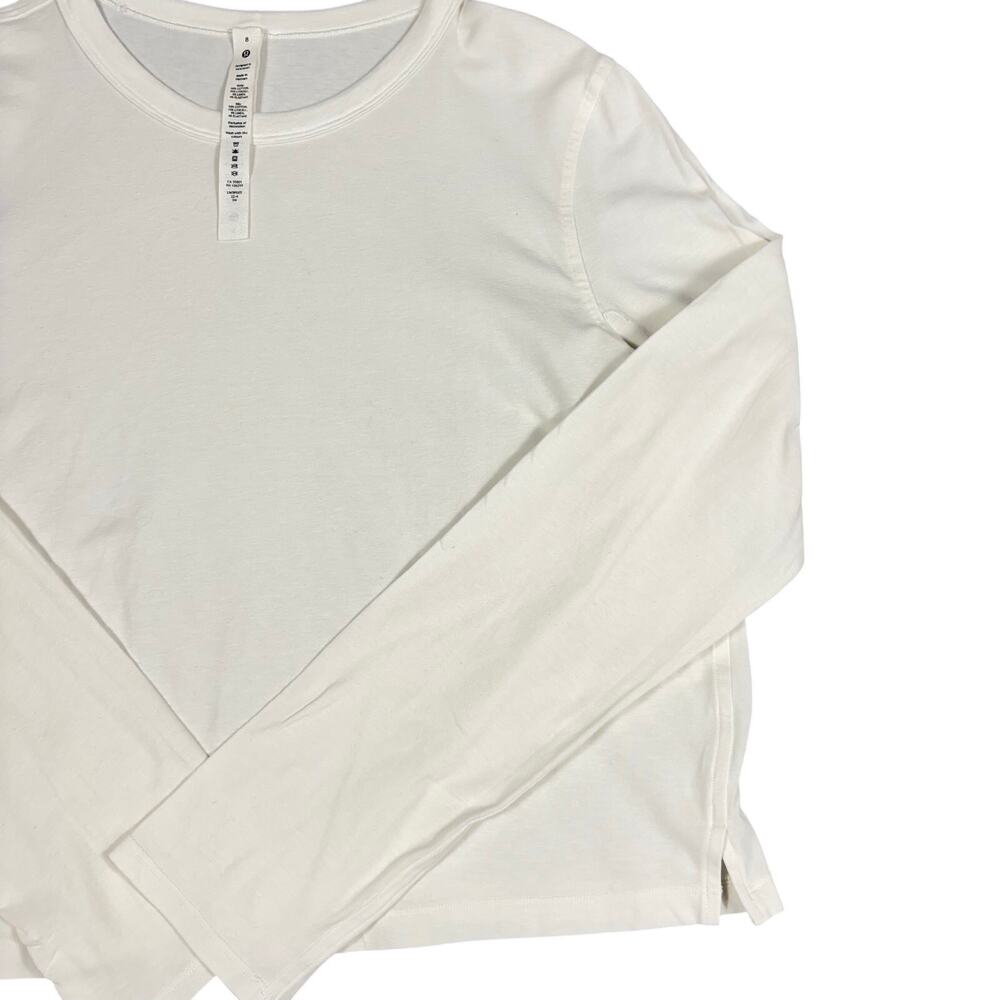 lululemon White Cates LS Long Sleeve T-Shirt Size 8 Cotton Lyocell Linen Blend - Picture 4 of 9